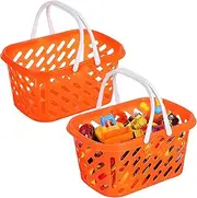 HOOTNEE 2pcs Portable Grocery Basket for Pretend Play Storage Baskets for Role Play and Organizing Groceries