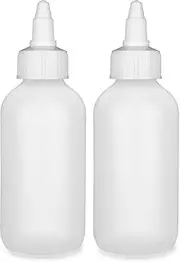 BRIGHTFROM Twist Top Applicator Small Plastic Squeeze Bottles, 4 OZ Empty Refillable Bottles, Open/Close Nozzle - Multi Purpose (Pack of 2)