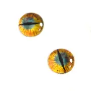 8mm Gold and Teal Dragon Glass Eye Cabochons for Jewelry Making or Scrap Booking