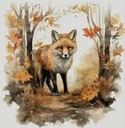 Fox in Autumn Cross Stitch kit,14 Count, 100% Cotton, 160x160 Stitch, 29x29cm Wide Animal in Wide Wall Decor Cross Stitch kit