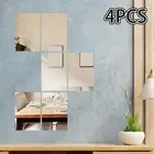 4x Acrylic Mirror Wall Stickers Mirror Sheets for Home Wall Decor Bathroom