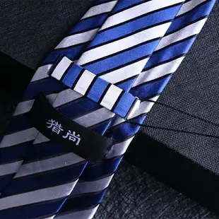 獵尚藍白條紋領帶真絲 桑蠶絲領帶 襯衫領帶正裝領帶會議領帶