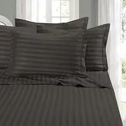 Elegant Comfort Silky-Soft 1500 Thread Count Egyptian Quality Wrinkle-Free 6-Piece Stripe Sheet Set, King Gray