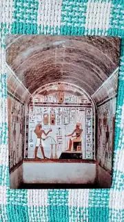 VINTAGE POST CARD PAINTED CHAPEL OF KING THOTMES 111 EGYPT.