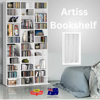 Artiss Bookshelf CD Storage Rack DVD Books Collectables Shelves - BERT White