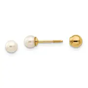 14K Yellow Gold Madi K Reversible 3.75-4mm Fw Cultured Pearl & Bead Earrings