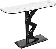 HOLGVE Console Table, Contemporary Accent Entryway Table, Sofa Table, Behind Couch Table, Hallway Foyer Table for Living Room, Entryway, Hallway, Bedroom(Black-A,31.4inch/80cm)