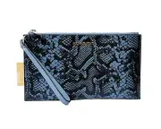 MICHAEL KORS JET SET TRAVEL LARGE CLUTCH WRISTLET EXOTIC PRINT DENIM