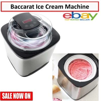Baccarat Ice Cream Maker Electric Ice Sorbet Scoop Machine Chiller 2L Soft Serve