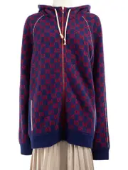 Blue Wool Knitted Supreme GG Zipped Jacket