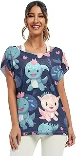[RPLIFE] Cute Animal Axolotl Woman Blouses Tops Blousy Sleeve Top Plus Size Party Tops, Cute Animal Axolotl, Medium