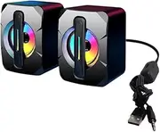2 Pcs Speaker USB Subwoofer Light Emitting Mini Computer Speaker Mobile Phone Laptop Desktop Speaker HiFi Stereo Speaker