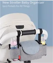 Stroller Caddy, Stroller Organizer Featuring 6 Built-In Pockets, Adjustable