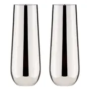 2PK Aurora 500ml Stemless Champagne Glass Water/Juice Drinking Cup Set Silver