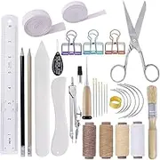 BUTUZE 32 Pieces Hand Bookbinding Tools, Bookbinding Kit for Beginners,Complete Bookbinding Tool Kit with Bookbinding Waxed Thread,Sewing Needles for Paper Bookbinding