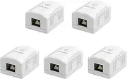 iwillink Cat6 Ethernet Surface Mount Outlet Box, 1-Port RJ45 Ethernet Wall Jack Box, 5-Pack, White