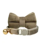 ANYWAGS Cat Collar Grey Bow Large with Safety Buckle, Bell, and Durable Strap Stylish and Comfortable Pet Accessory