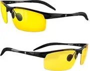 [BLUPOND] Set of 2 HD Day and Night Driving Glasses - Polarized Sunglasses and Yellow Night Vision Glasses with Car Clip Holder