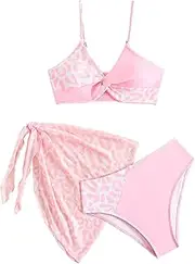 [Fldy] Cover Up Swimsuit for Girls Hawaii Bikini Bathing Suit Kids Swim Top with Bottoms Beach Skirts Set