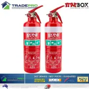 2x Fire Extinguishers 1kg ABE Dry Powder 1kg & Bracket Car Boat Home Aust Cert