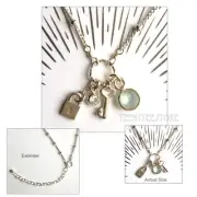 Dogeared Sterling Silver Lock, Key, Blue Chalcedony & Swarovski Crystal Necklace