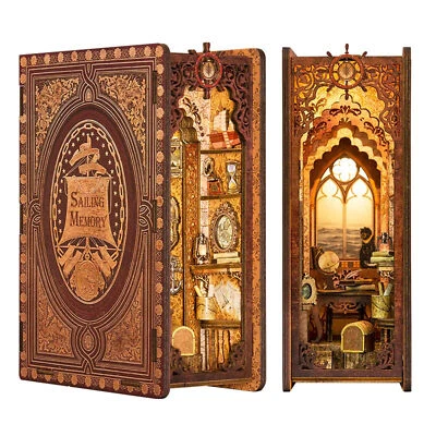 3D Sailing Memory Book Nook Kit DIY Wooden Bookend Bookshelf Insert Decor Gift