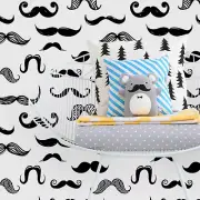 Removable Wall Mural adhesive Moustache Kids room Black and white Nursery Baby