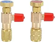 2pcs Liquid Safety Valve R410A R22 Air Conditioning Refrigerant 1/4" Safety Adapter Refrigerant Charging Valve