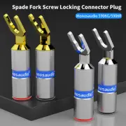 Audio Copper Rhodium/Gold Plated Y Spade Plugs Speaker Wires Cables Connectors