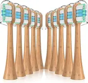 10 Pack Bamboo Replacement Electric Toothbrush Heads Compatible with Philips Sonicare Snap-on Electric Toothbrush, Eco-Friendly Toothbrush Refills Fit for Sonicare Handle (Bamboo, M)