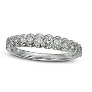 0.50 CT. T.W. Certified Natural Diamond Scallop Edge Band in Solid 14K White Gold (I/I1)