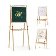 Costway 3 in 1 Easel Height Adjustable Double-sided Wooden Art Easel w/Storage Trays
