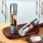 Spice Grinder Rotating Core Pepper Mill with Bottle Mouth Double Compartment
