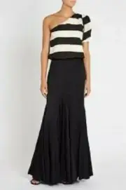 SASS & BIDE NWT The Stripe One Shoulder Top Black & Ivory Size 36 6 $350