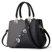 Nevenka Embroidered Women Top Handle Satchel Fashion Shoulder Bags-Grey