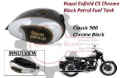 Royal Enfield "CHROME BLACK FUEL GAS TANK CLASSIC 500CC" BS3 (for: Royal Enfield)