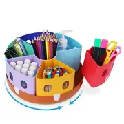 Rotating Art Supply Organizer - Lazy Susan Office School Supplies for Kids