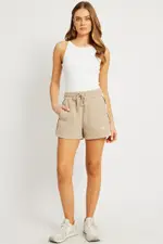 Brown Track Shorts High Rise Elastic Waist - Size 16, Women's Track Short