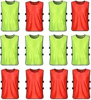 [VORCOOL] 12Pcs Kids Football Training Bibs Mesh Sleeveless Tank Top Football Soccer Rugby Team Practice Vests - Size S (Fluorescent Green + Red)