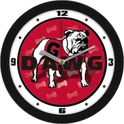 SunTime Georgia Bulldogs Mascot Wall Clock, 11.5" Non Ticking Silent Movement, Team Color Bezel with Mineral Glass Crystal, Home Collegiate Sports Décor