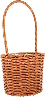FELTECHELECTR Woven Flower Basket with Handle Vintage Hand Woven Storage Basket for Weddings and Home Organization Compact Decorative Basket for Flowers and Sundries