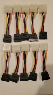 10 x 4" Molex 4-Pin Male To SATA 15-Pin Female Power Cable