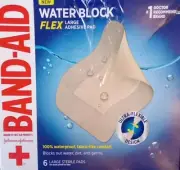 Band-Aid Water Block Flex Large Sterlie Adhesive Pads, 6 Count