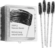 Ohtomber 290PCS Spoolies Eyelash Brush - Disposable Mascara Wands Eyebrow Brush Comb Spoolie for Eyelash Extensions Supplies, Makeup Applicator with Container Black
