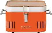 [Everdure] CUBE Portable Charcoal Grill, Tabletop BBQ, Perfect Tailgate, Beach, Patio, or Camping Grill, Lightweight & Compact Small Grill with Preparation Board & Food Storage Tray, Orange