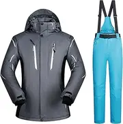 [GDDO] N/A Mens's Ski Bib Suit Jacket Waterproof Snowboard Ski Jacket and Pants Set Snowboard Snowsuits Winter Outdoor,Gray 4,3XL