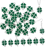 [KONTONTY] Four Leaf Jewelry Ladies Pendant Cupid Bow and Jewelry Ribbon Pin Charms Friendship Bracelet Beads Silver Charms Leaf Charm Jewelry Making Lucky Charms Plastic Green