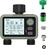 Digital Watering Timer, Programmable Garden Water Timer with Rain Delay, IPX5 Waterproof, Automatic and Manual Watering Mode, for Garden, Lawn, Patio, Farm (2 Way)
