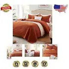 Elegant Twin Quilt and Sham Set in Rust with Geometric Design for All Seasons