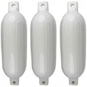 3 Pack 8-1/2 Inch x 27 Inch Double Eye White Inflatable Vinyl Fenders for Boats